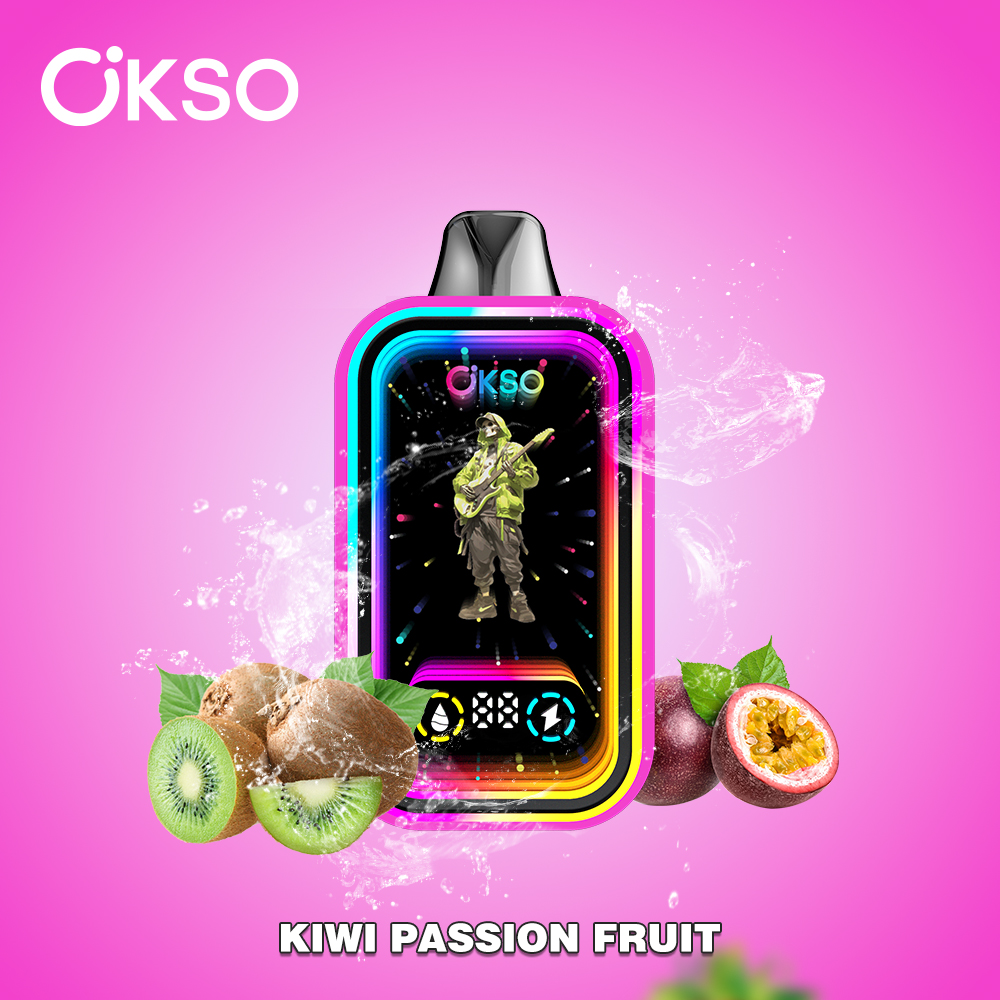 OKSO Magic Mirror 50000 50K Puffs Edition Dual Mesh LCD Display Disposable Vape in Kiwi Passion Fruit flavor