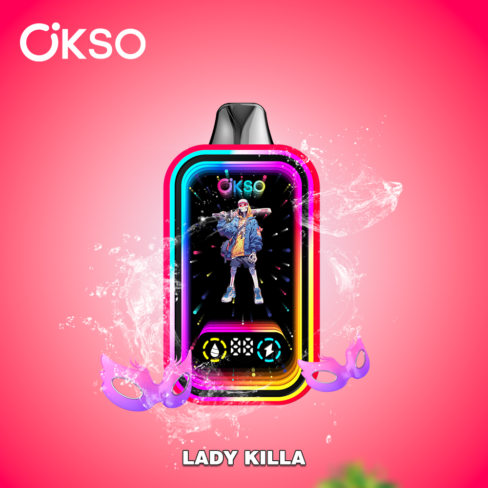 OKSO Magic Mirror 50000 50K Puffs Edition Dual Mesh LCD Display Disposable Vape in Lady Killa flavor