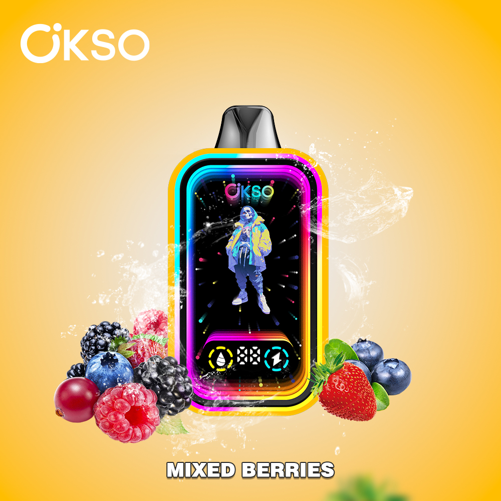 OKSO Magic Mirror 50000 50K Puffs Edition Dual Mesh LCD Display Disposable Vape in Mixed Berries flavor
