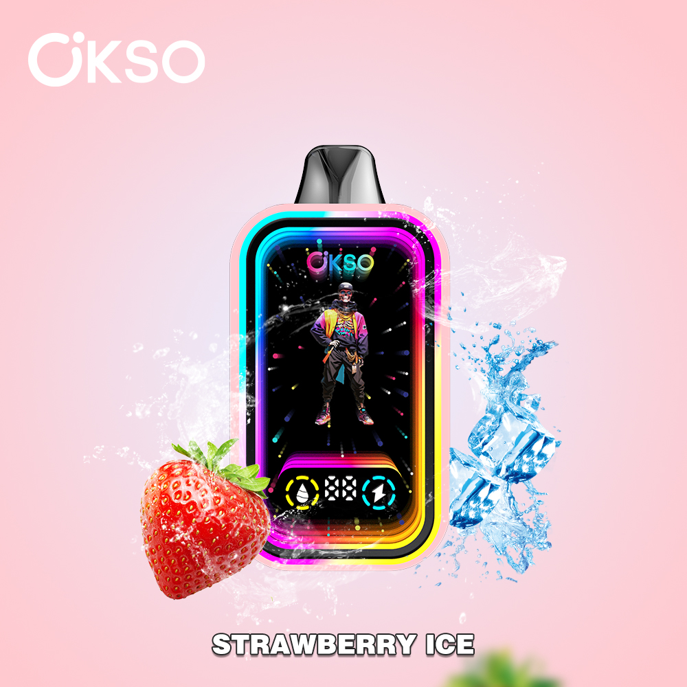 OKSO Magic Mirror 50000 50K Puffs Edition Dual Mesh LCD Display Disposable Vape in Strawberry Ice flavor