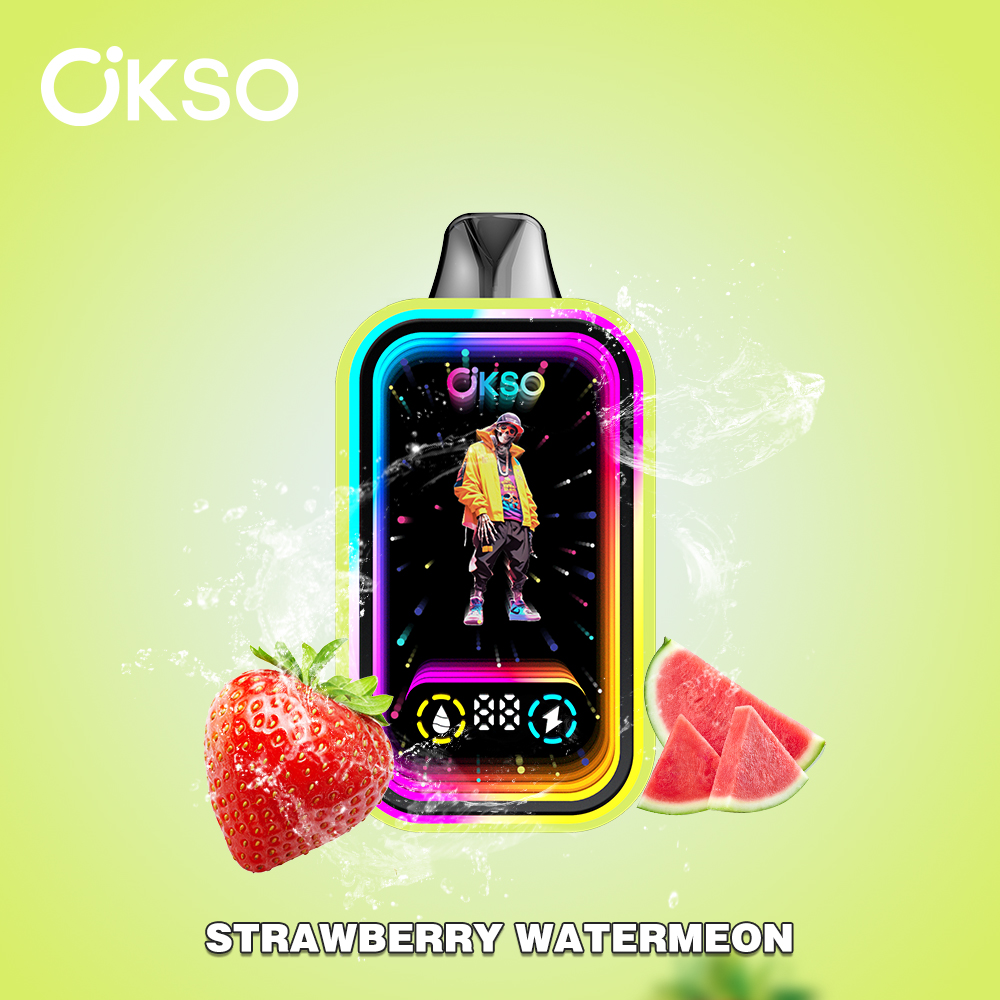OKSO Magic Mirror 50000 50K Puffs Edition Dual Mesh LCD Display Disposable Vape in Strawberry Watermelon flavor