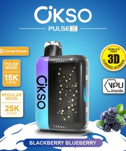 OKSO Pulse X 25000 25K Puffs Pulse/Regular Mode LED Display Disposable Vape in Blackberry Blueberry flavor