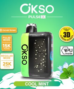 OKSO Pulse X 25000 25K Puffs Pulse/Regular Mode LED Display Disposable Vape in Cool Mint flavor