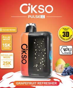OKSO Pulse X 25000 25K Puffs Pulse/Regular Mode LED Display Disposable Vape in Grapefruit Refresher flavor