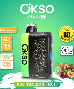 OKSO Pulse X 25000 25K Puffs Pulse/Regular Mode LED Display Disposable Vape in Kiwi Passion Fruit flavor