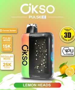 OKSO Pulse X 25000 25K Puffs Pulse/Regular Mode LED Display Disposable Vape in Lemon Heads flavor