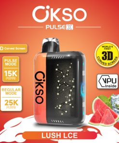 OKSO Pulse X 25000 25K Puffs Pulse/Regular Mode LED Display Disposable Vape in Lush Ice flavor