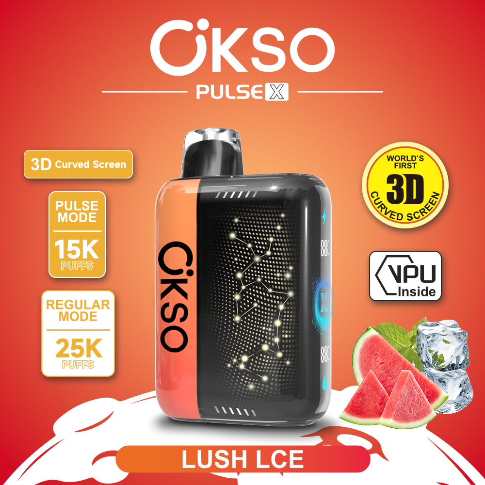 OKSO Pulse X 25000 25K Puffs Pulse/Regular Mode LED Display Disposable Vape in Lush Ice flavor