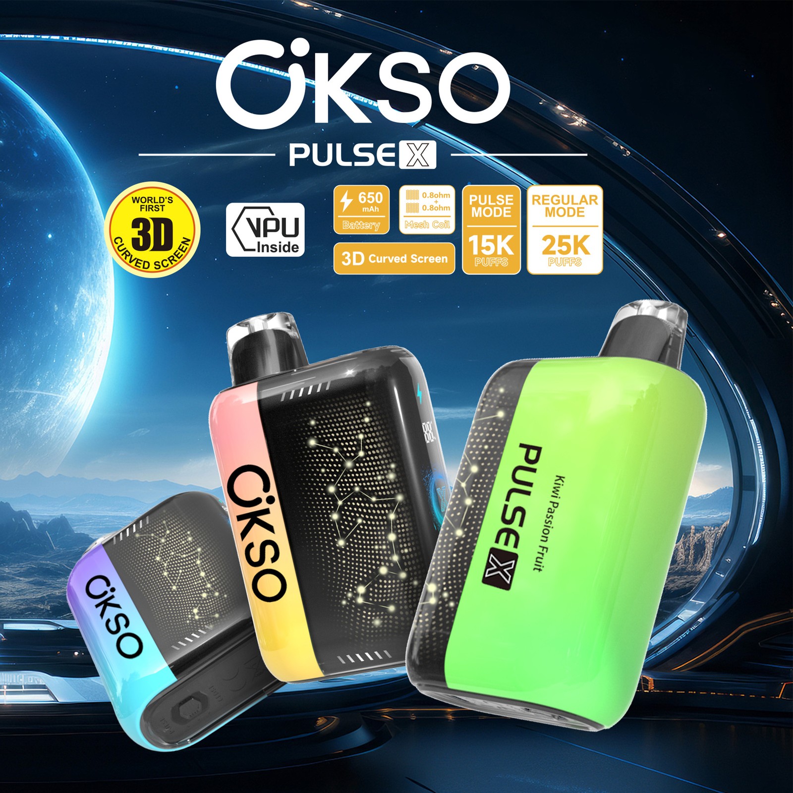 OKSO Pulse X 25000 25K Puffs Pulse/Regular Mode LED Display Disposable Vape product image