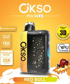OKSO Pulse X 25000 25K Puffs Pulse/Regular Mode LED Display Disposable Vape in Red Bull flavor