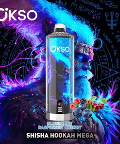 OKSO Shisha Hookah Mega 50000 50K Puffs LED Display Disposable in Blueberry Raspberry Cherry flavor