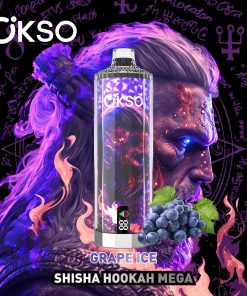 OKSO Shisha Hookah Mega 50000 50K Puffs LED Display Disposable in Grape Ice flavor