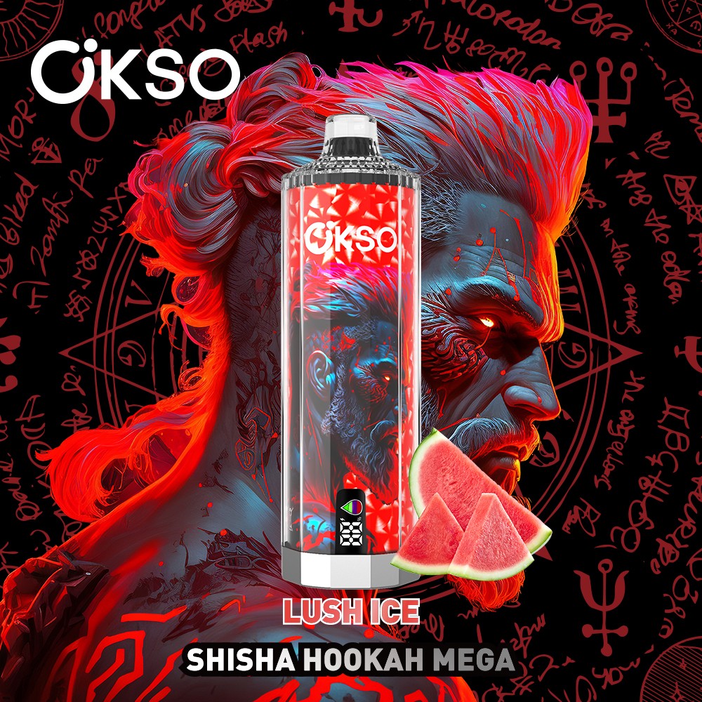 OKSO Shisha Hookah Mega 50000 50K Puffs LED Display Disposable in Lush Ice flavor