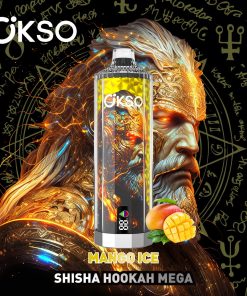 OKSO Shisha Hookah Mega 50000 50K Puffs LED Display Disposable in Mango Ice flavor