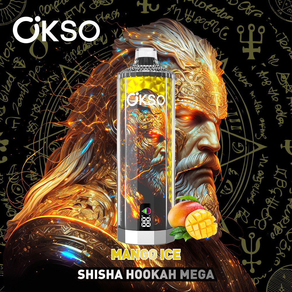OKSO Shisha Hookah Mega 50000 50K Puffs LED Display Disposable in Mango Ice flavor