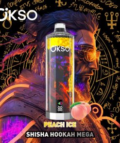 OKSO Shisha Hookah Mega 50000 50K Puffs LED Display Disposable in Peach Ice flavor