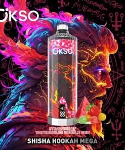 OKSO Shisha Hookah Mega 50000 50K Puffs LED Display Disposable in Strawberry Watermelon Bubblegum flavor