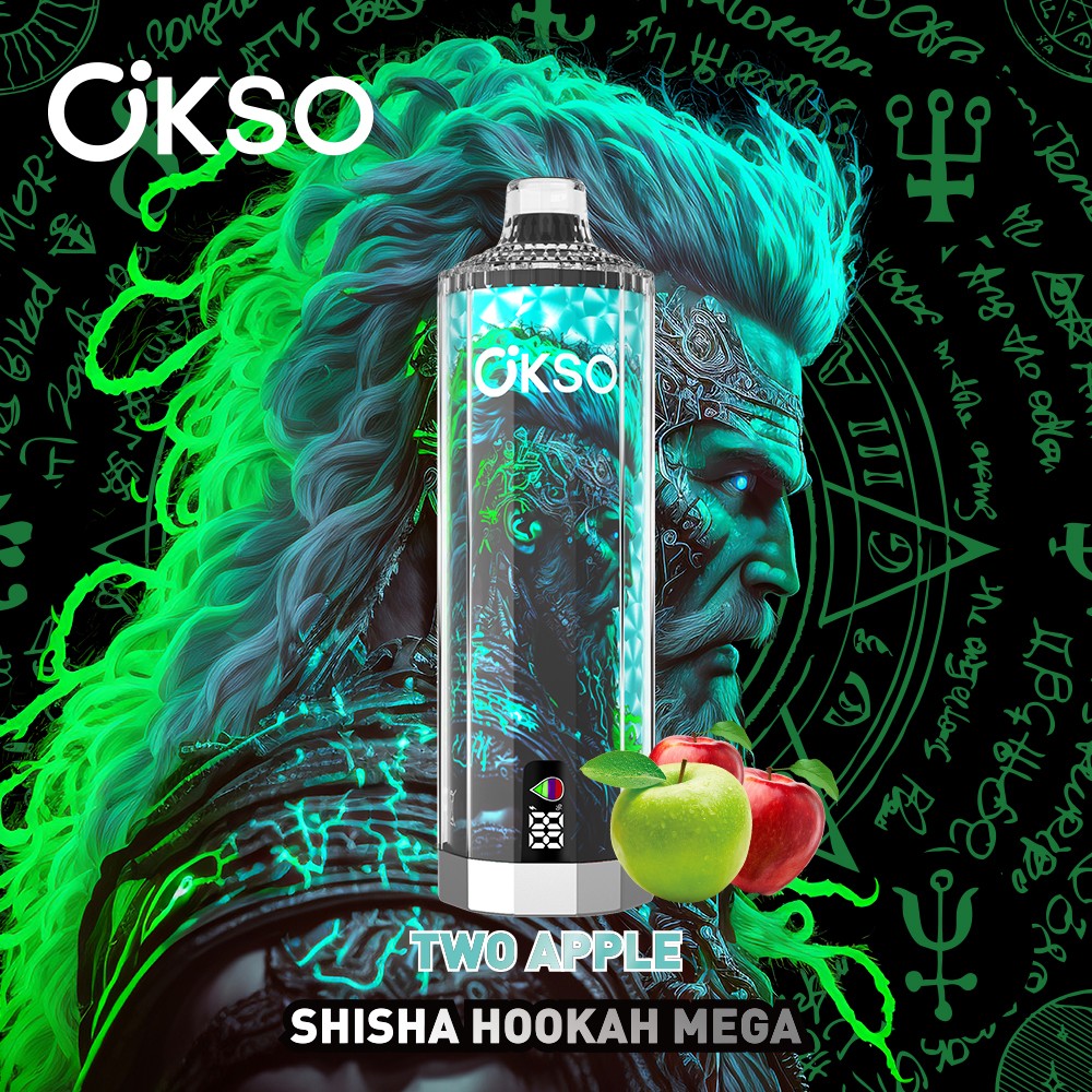 OKSO Shisha Hookah Mega 50000 50K Puffs LED Display Disposable in Two Apple flavor