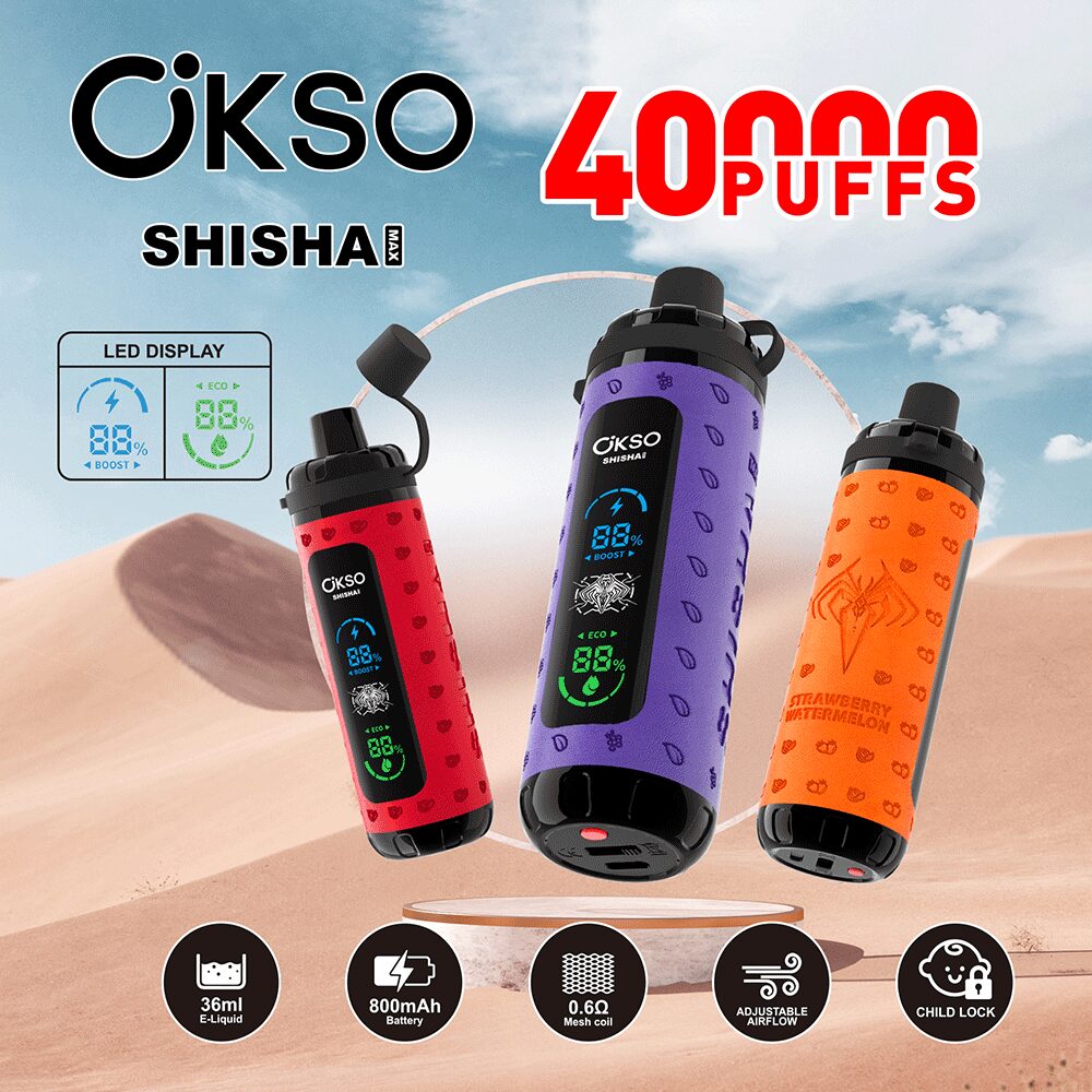 OKSO ShiSha Max 40000 40K Puffs LED Display Leather Disposable product image