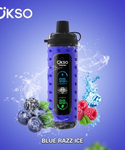OKSO ShiSha Max 40000 40K Puffs LED Display Leather Disposable in okso shisha max 40k blue razz ice flavor