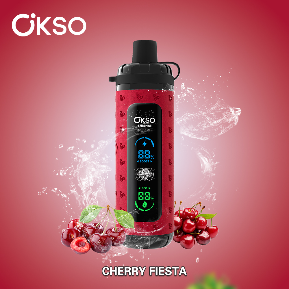 OKSO ShiSha Max 40000 40K Puffs LED Display Leather Disposable in okso shisha max 40k cherry fiesta flavor
