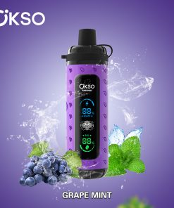 OKSO ShiSha Max 40000 40K Puffs LED Display Leather Disposable in okso shisha max 40k grape mint flavor