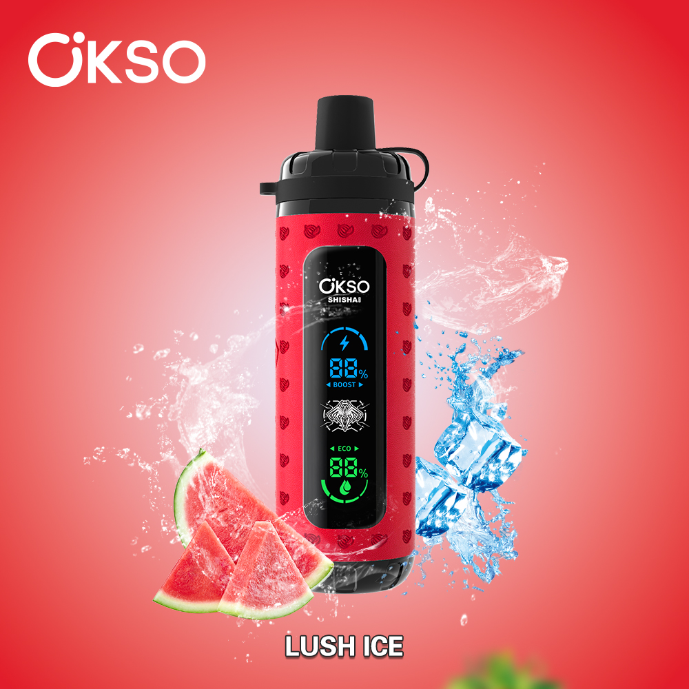 OKSO ShiSha Max 40000 40K Puffs LED Display Leather Disposable in okso shisha max 40k lush ice flavor