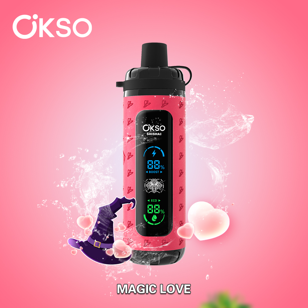 OKSO ShiSha Max 40000 40K Puffs LED Display Leather Disposable in okso shisha max 40k magic love flavor