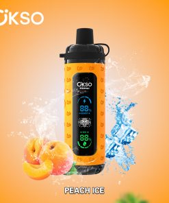 OKSO ShiSha Max 40000 40K Puffs LED Display Leather Disposable in okso shisha max 40k peach ice flavor