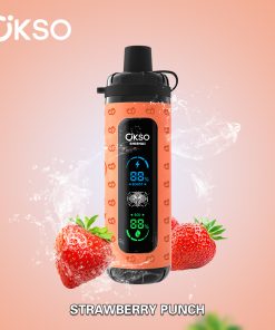 OKSO ShiSha Max 40000 40K Puffs LED Display Leather Disposable in okso shisha max 40k strawberry punch flavor