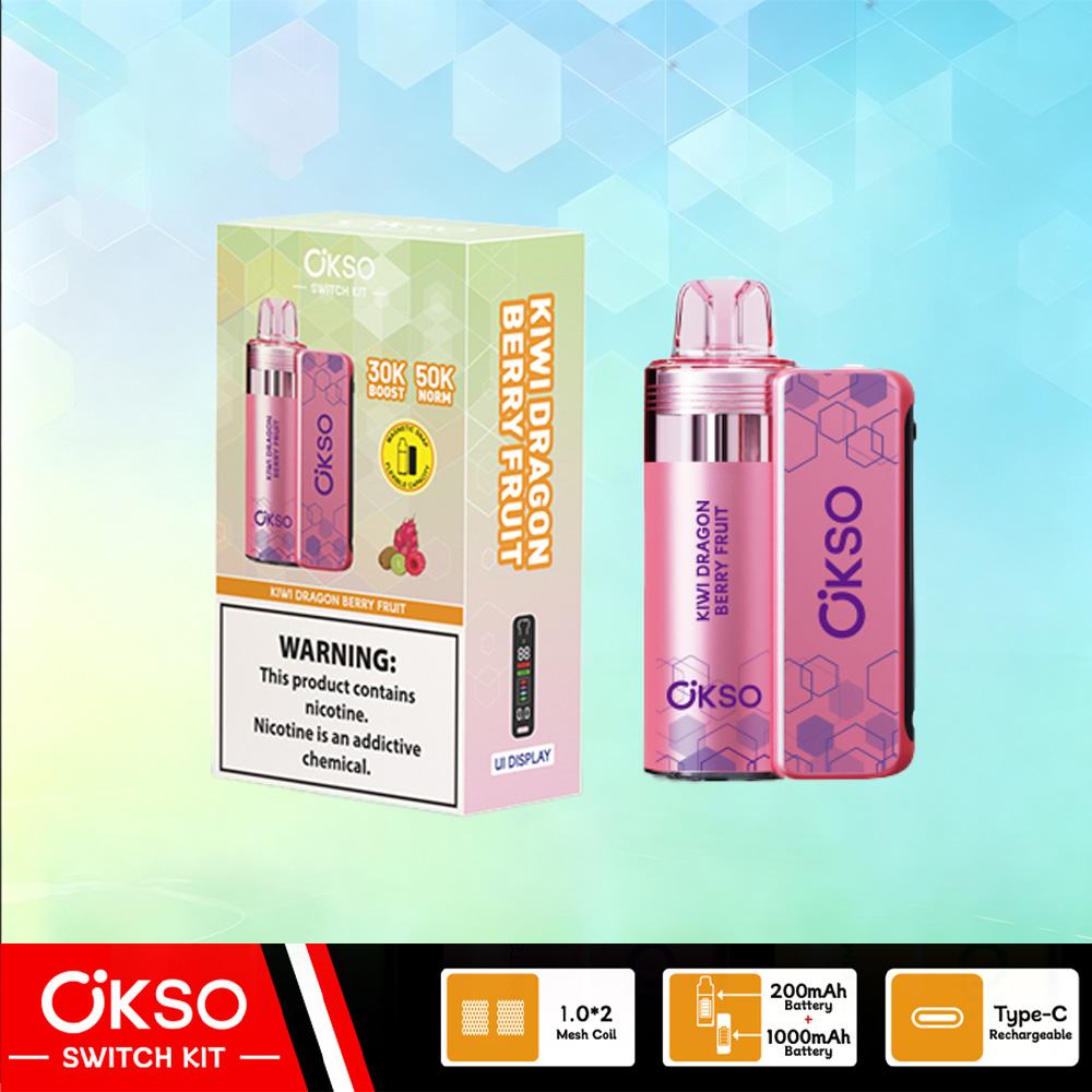 OKSO Switch Kit 50000 – 50K Puffs Dual Mode Replaceable Pod Disposable Vape in Kiwi Dragon Berry Fruit flavor