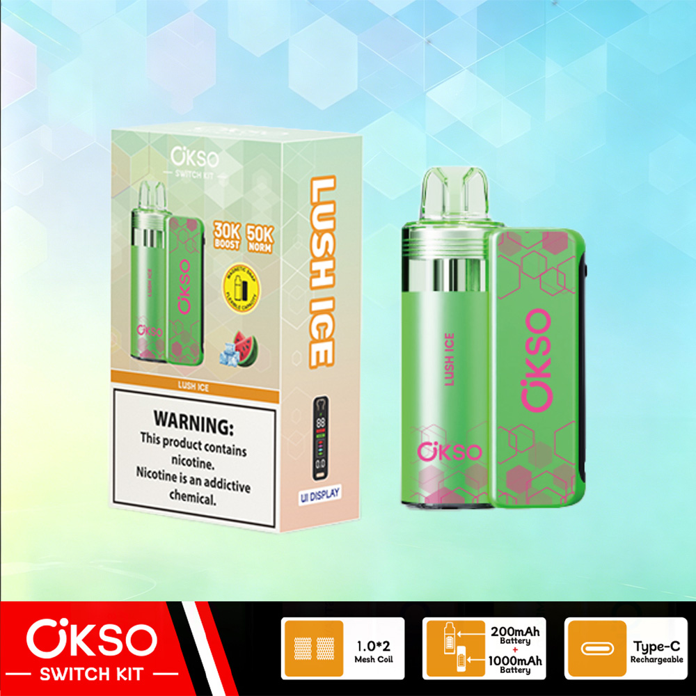 OKSO Switch Kit 50000 – 50K Puffs Dual Mode Replaceable Pod Disposable Vape in Lush Ice flavor