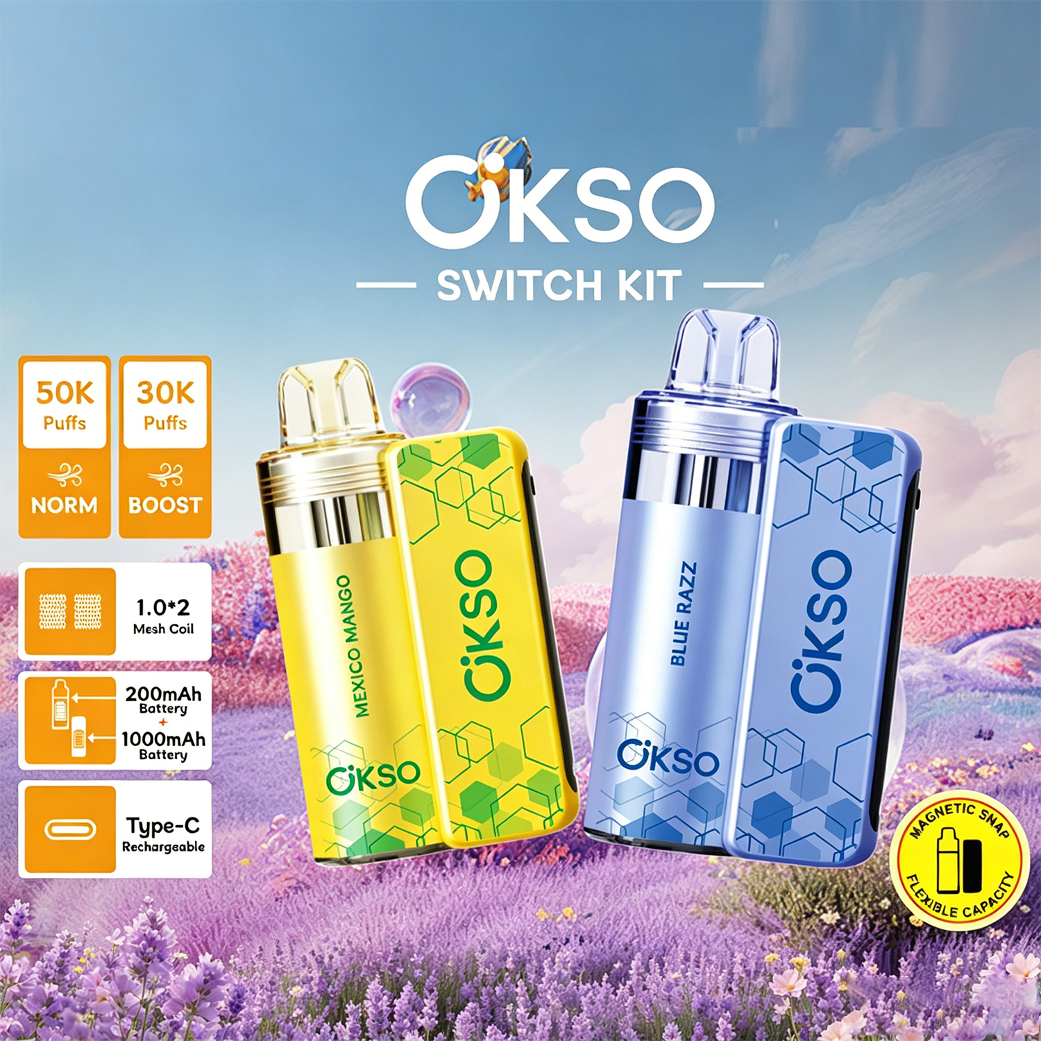 OKSO Switch Kit 50000 – 50K Puffs Dual Mode Replaceable Pod Disposable Vape product image