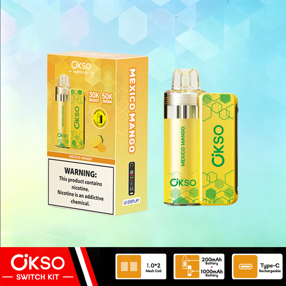 OKSO Switch Kit 50000 – 50K Puffs Dual Mode Replaceable Pod Disposable Vape in Mexico Mango flavor
