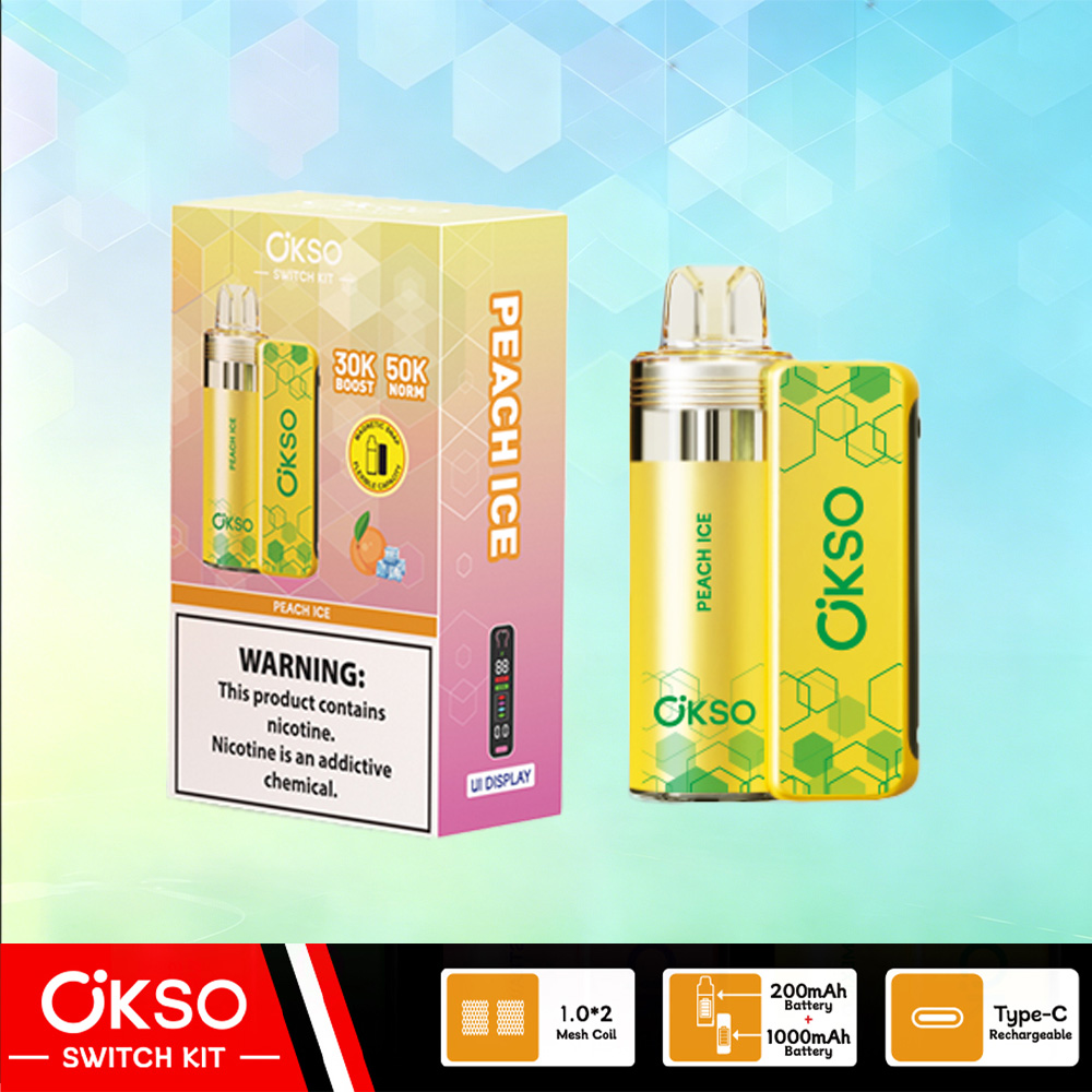 OKSO Switch Kit 50000 – 50K Puffs Dual Mode Replaceable Pod Disposable Vape in Peach Ice flavor