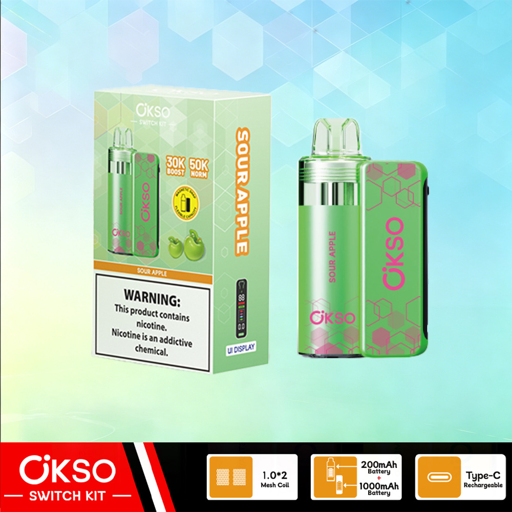 OKSO Switch Kit 50000 – 50K Puffs Dual Mode Replaceable Pod Disposable Vape in Sour Apple flavor