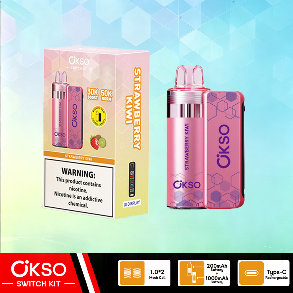 OKSO Switch Kit 50000 – 50K Puffs Dual Mode Replaceable Pod Disposable Vape in Strawberry Kiwi flavor