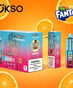 OKSO Tornado 100K 100000 Puffs RGB LED Rechargeable Visual Oil Vape in Fanta flavor