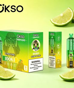 OKSO Tornado 100K 100000 Puffs RGB LED Rechargeable Visual Oil Vape in Lemon Lime flavor