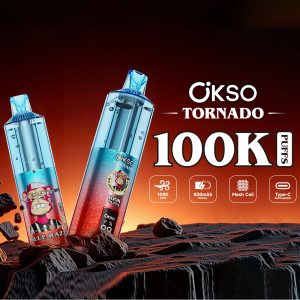 Produktbild: OKSO Tornado 100K – 100.000 Züge, RGB-LED, wiederaufladbar, Öl-Vape mit Lichtshow