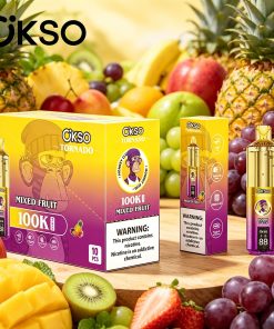 OKSO Tornado 100K 100000 Puffs RGB LED Rechargeable Visual Oil Vape in Mixed Fruit flavor