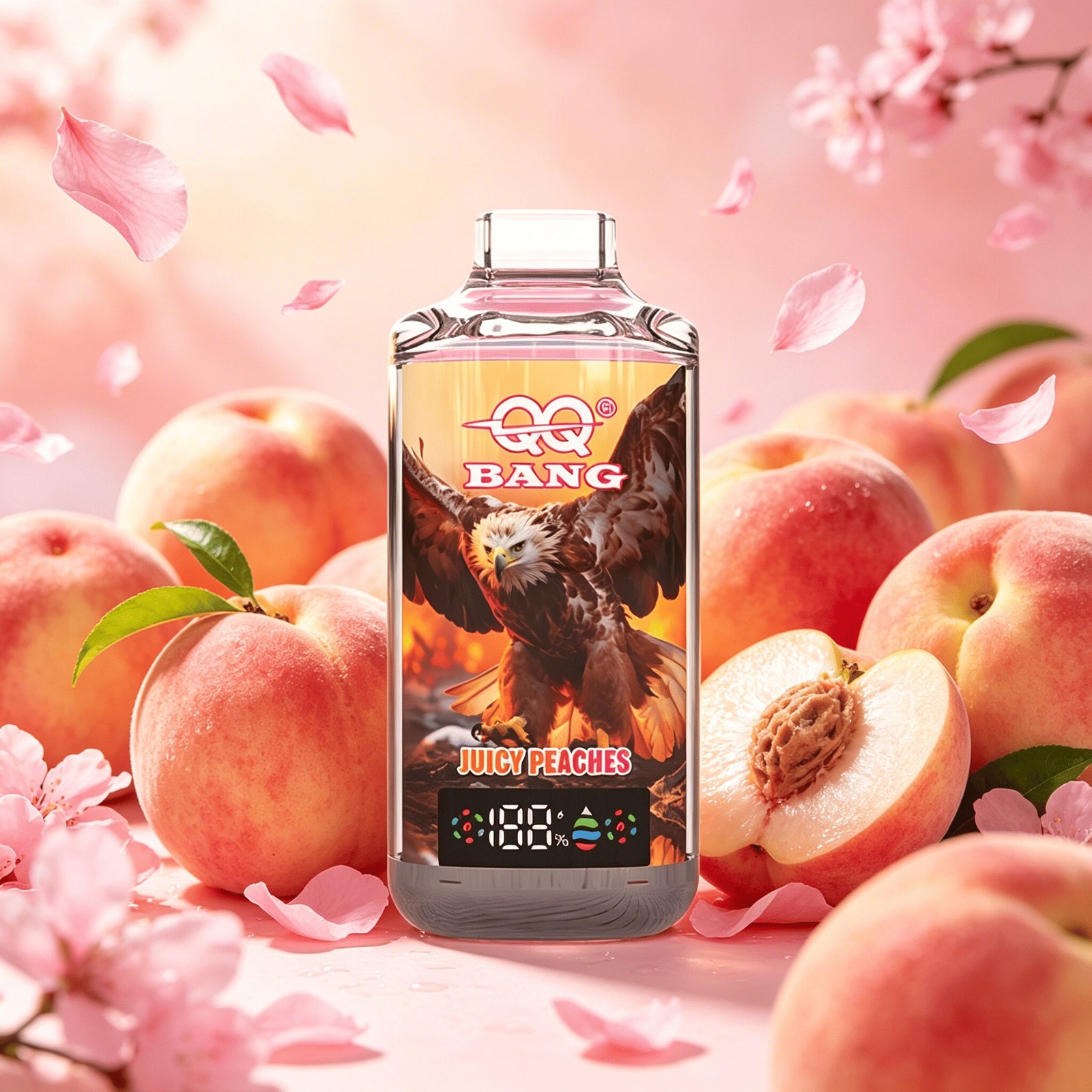QQ Bang 120K 120000 Disposable Vape|Type-C Rechargeable LED Display in Juicy Peaches flavor