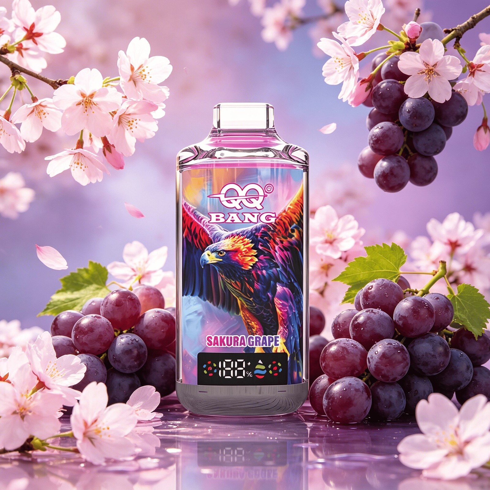 QQ Bang 120K 120000 Disposable Vape|Type-C Rechargeable LED Display in Sakura Grape flavor