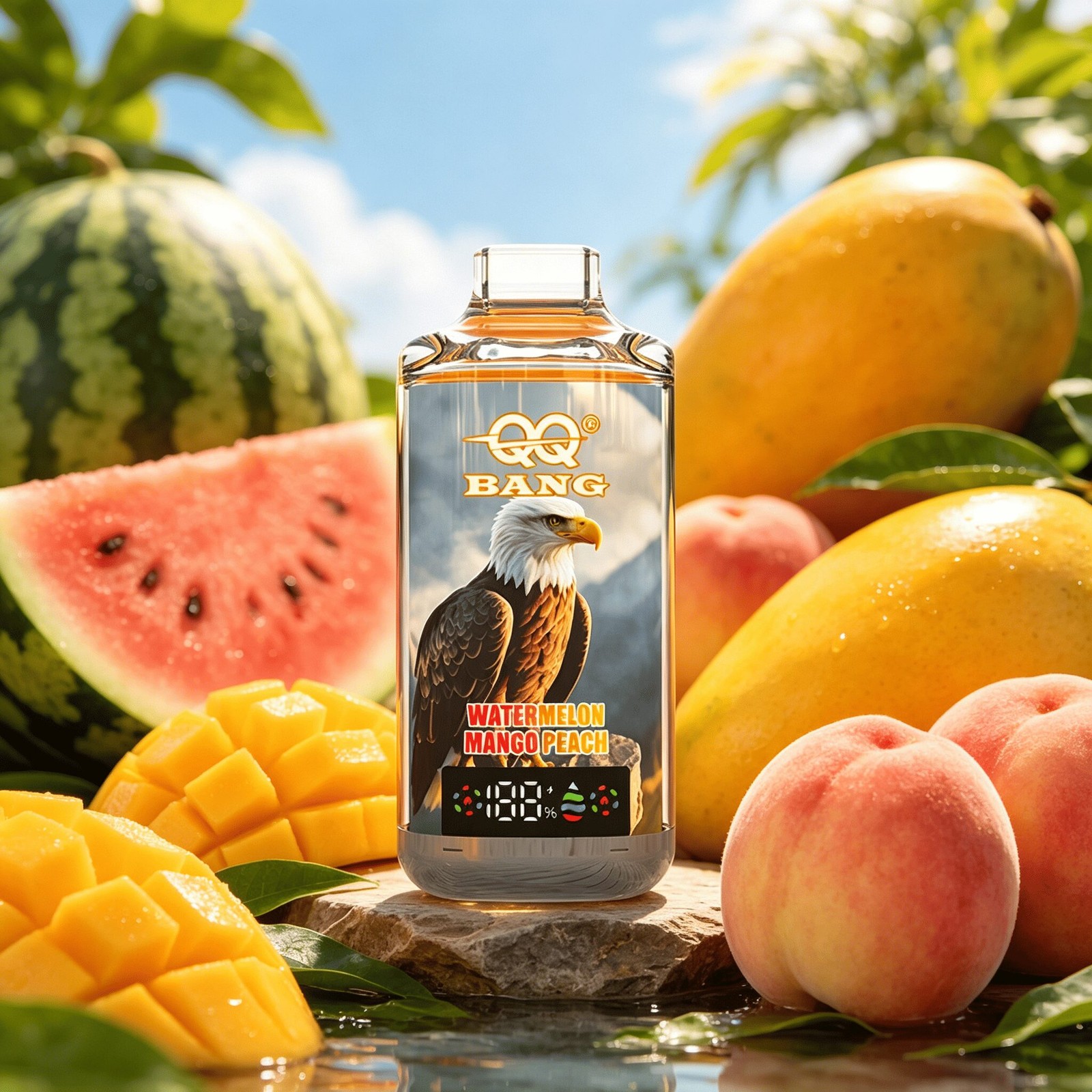 QQ Bang 120K 120000 Disposable Vape|Type-C Rechargeable LED Display in Watermelon Mango Peach flavor