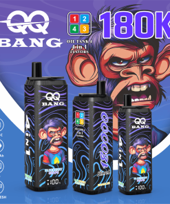 QQ Bang 180000 180K Puffs 4 In 1 Flavors LCD Display Rechargeable Disposable Vape in Banana Ice / Watermelon Bubblegum / Blueberry Grape / Aloe Mango