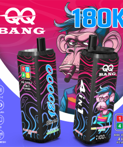 QQ Bang 180000 180K Puffs 4 In 1 Flavors LCD Display Rechargeable Disposable Vape in Blueberry Watermelon / Cherry Ice / Kiwi Passionfruit Guava / Black