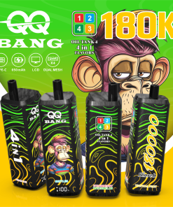 QQ Bang 180000 180K Puffs 4 In 1 Flavors LCD Display Rechargeable Disposable Vape in Tropical Fruit / Peach Ice / Skittles / Strawberry Watermelon flavor
