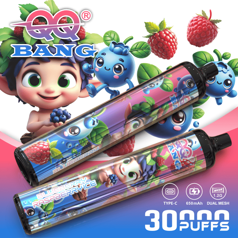 QQ Bang 30000 30K Puffs Disposable Type-C Rechargeable in Blueberry Raspberry Ice flavor