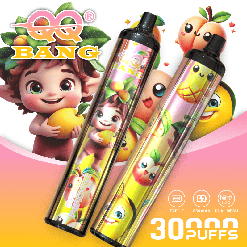 QQ Bang 30000 30K Puffs Disposable Type-C Rechargeable in Mango Peach Ice flavor