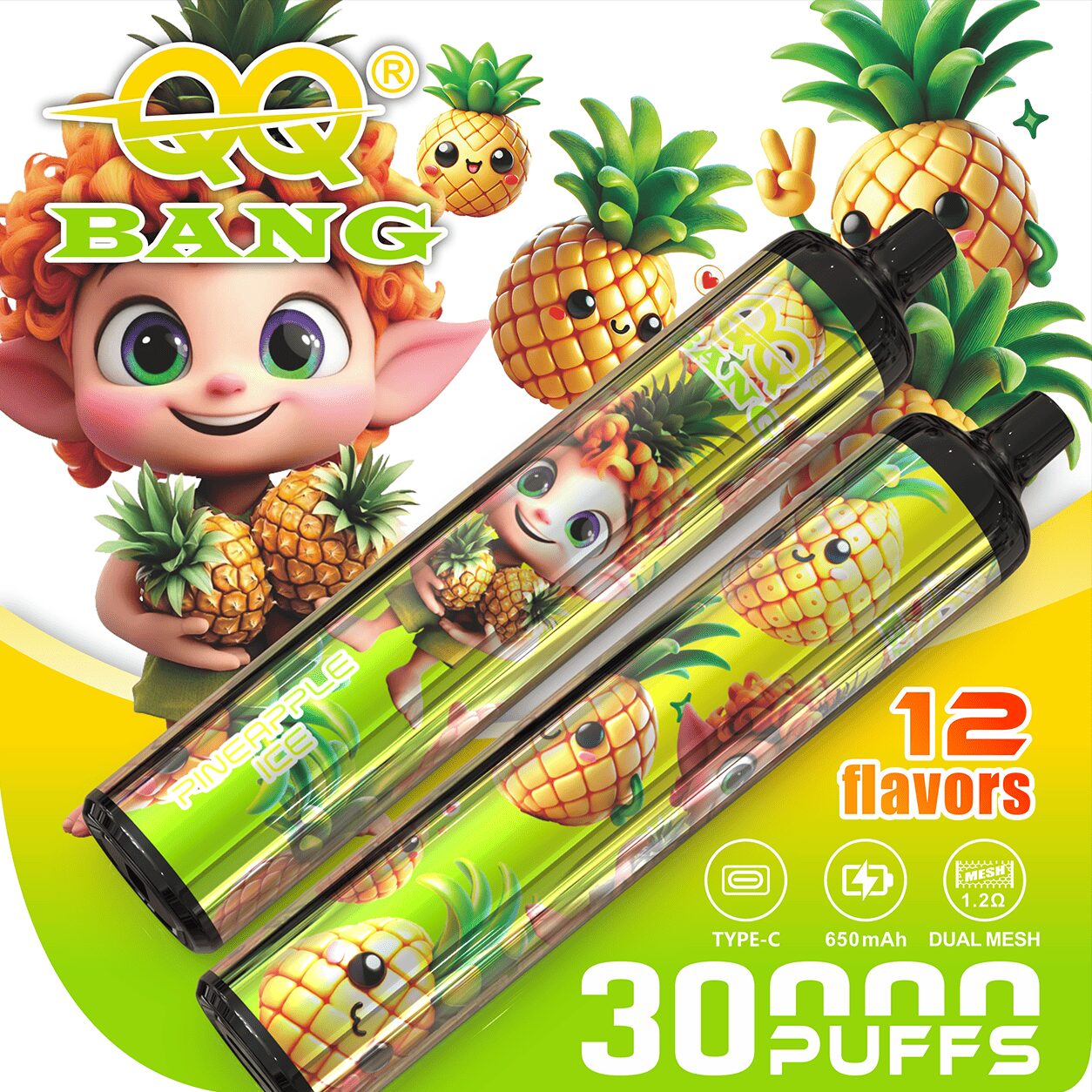 QQ Bang 30000 30K Puffs Disposable Type-C Rechargeable in qq bang 30000 30k pineapple ice flavor